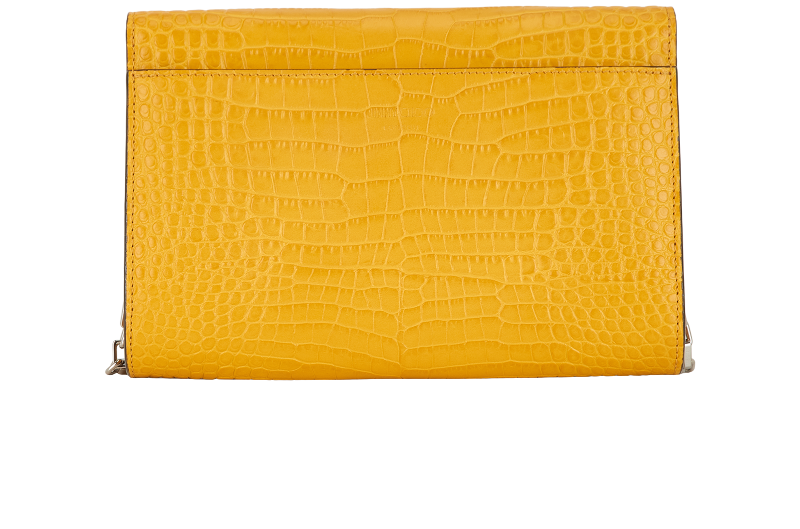 Croc Embossed Varenne Clutch, &pound;420, Handbags, Yellow, Leather, Back view